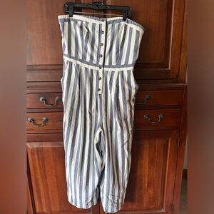 American Eagle Coastal Blue & White Jumpsuit